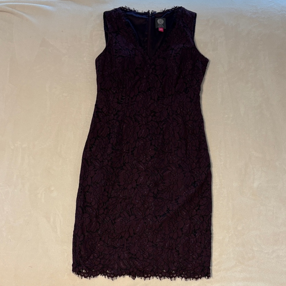 Vince Camuto Deep Purple Lace Midi Dress